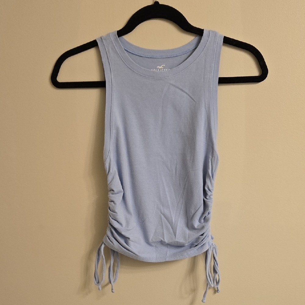 Hollister Gray and Purple Ruched Tie Front Tank Top